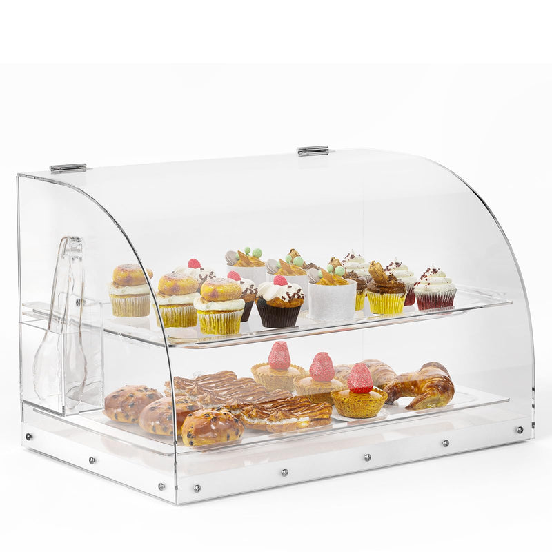 ROVSUN 2/3 Tray 22Inch Pastry Bakery Arc Display Case Commercial Countertop Acrylic Pastry Case