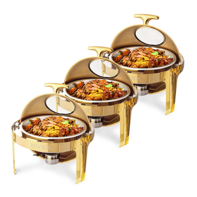 ROVSUN 6 Qt Round Chafing Dish Buffet Set Stainless Steel Buffet Warmer Chafers