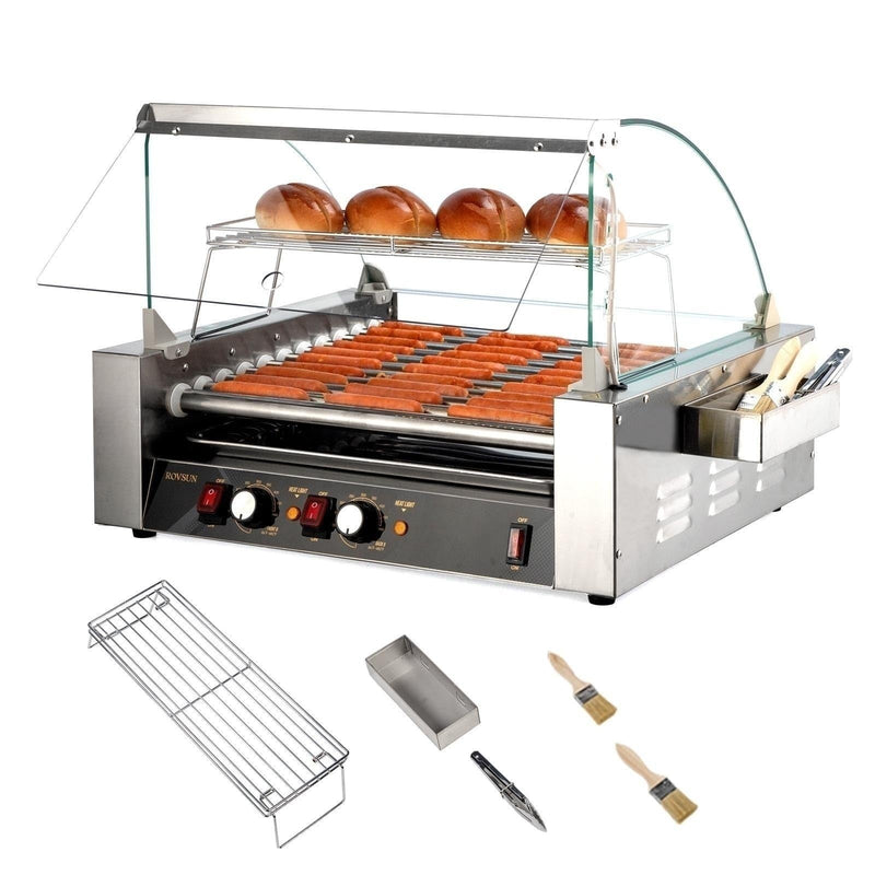 ROVSUN Hot Dog Roller Machine with Dual Temp Control 7/11 Rollers