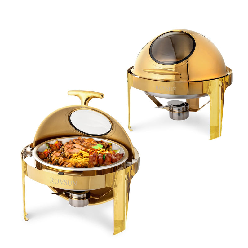 ROVSUN 6 Qt Round Chafing Dish Buffet Set Stainless Steel Buffet Warmer Chafers