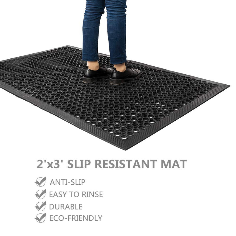 ROVSUN Rubber Floor Mat with Holes for Indoor/Outdoor Cushion
