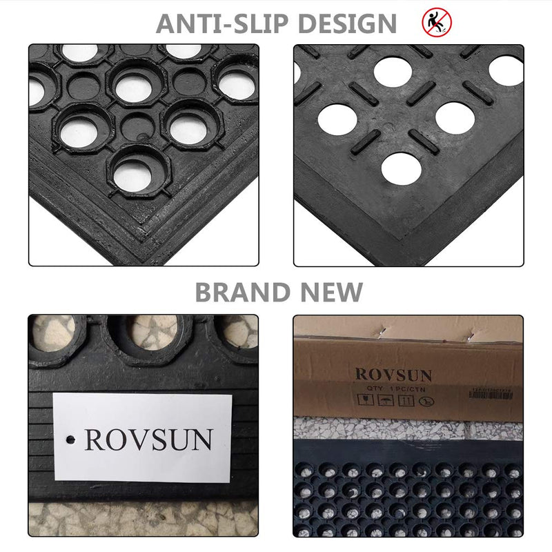 ROVSUN 36'' x 60'' Rubber Floor Mat Anti-Fatigue/Non-Slip Drainage Mat with Holes