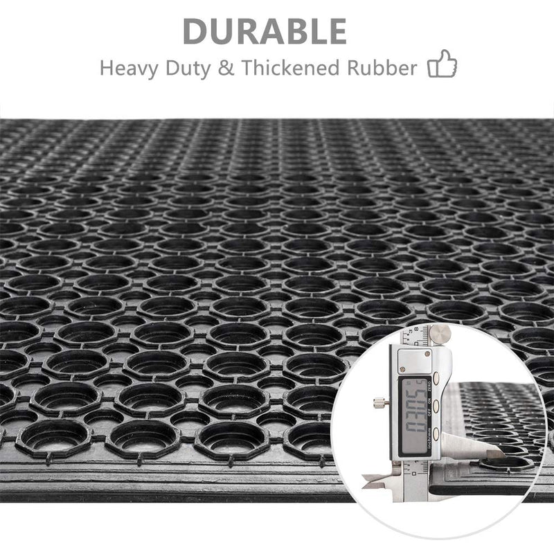 ROVSUN 36'' x 60'' Rubber Floor Mat Anti-Fatigue/Non-Slip Drainage Mat with Holes