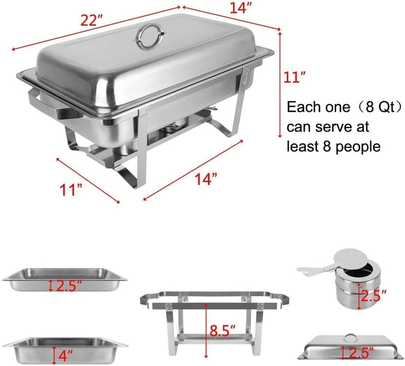 ROVSUN Chafing Dish Buffet Set 4 Rectangular + 2 Round Stainless Steel Chaffing Dishes