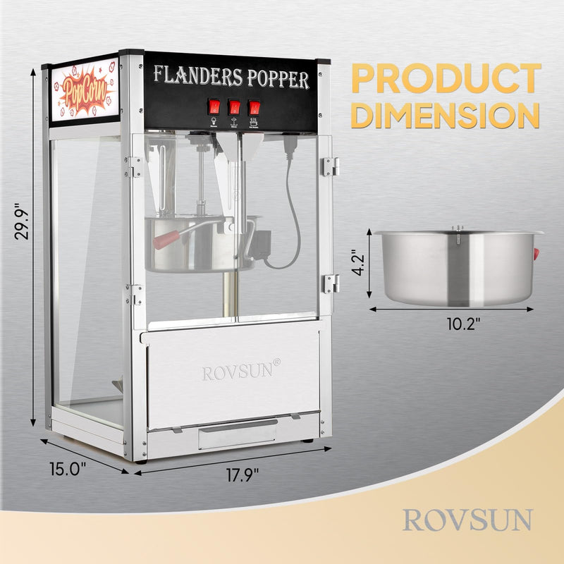 ROVSUN 1400W Commercial Popcorn Maker Machine with 12 Ounce Kettle Black/Red