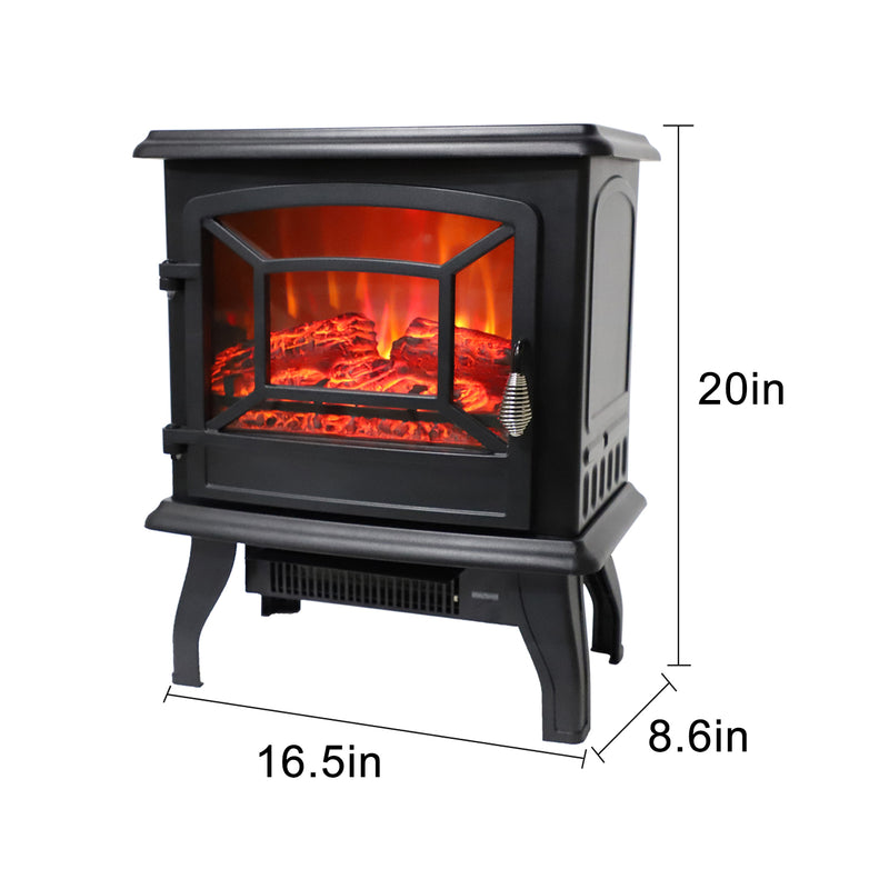 ROVSUN 20 Inch 1400W Electric Fireplace Stove Portable Space Heater with Thermostat