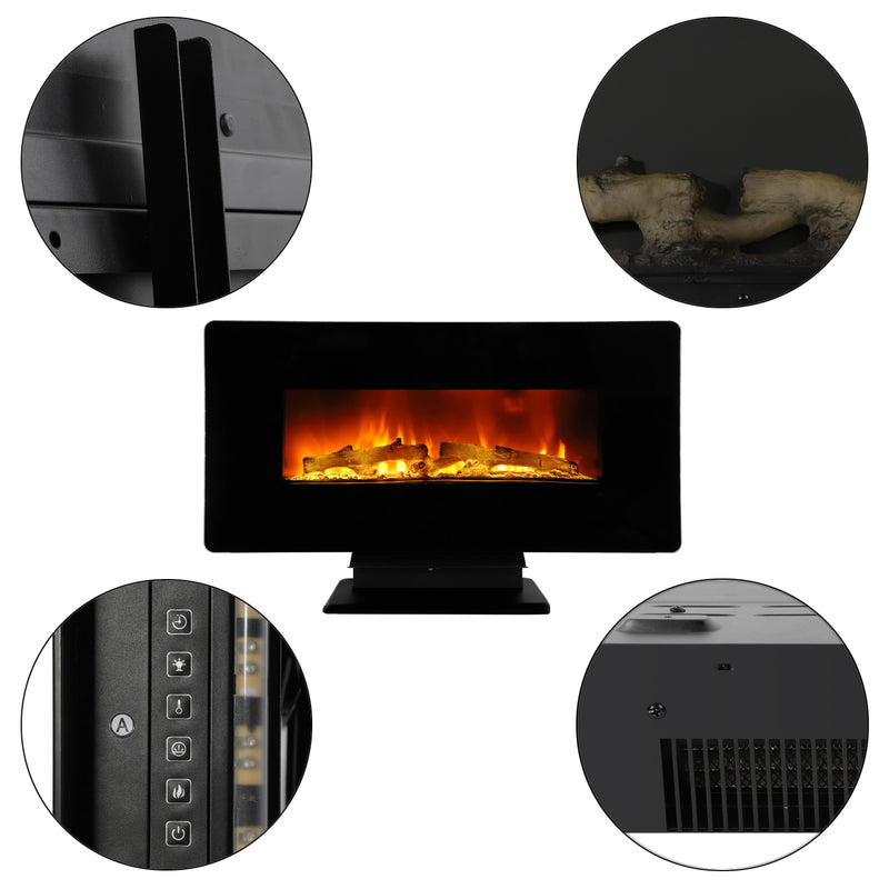 ROVSUN 36 Inch 1400W Wall Mounted Electric Fireplace with Remote Control