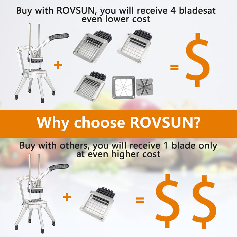 ROVSUN Commercial French Fry Cutter with 4 Sizes Blades