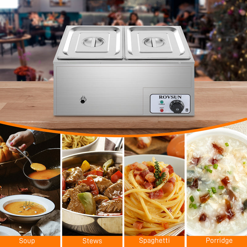 ROVSUN 21QT Commercial Food Warmer Electric Steam Table Countertop