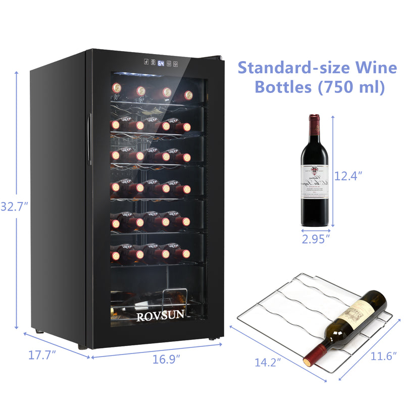 ROVSUN 28 Bottle Compressor Wine Cooler Freestanding Wine Cooler Refrigerator with Digital Temperature Control