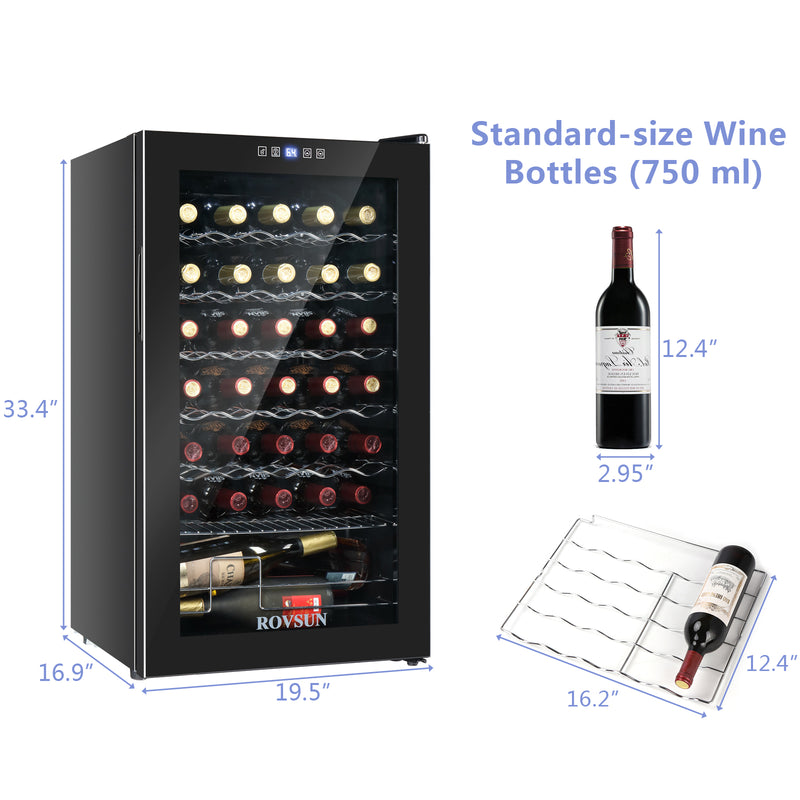 ROVSUN 34 Bottle Wine Cooler Refrigerator with Digital Temperature Control