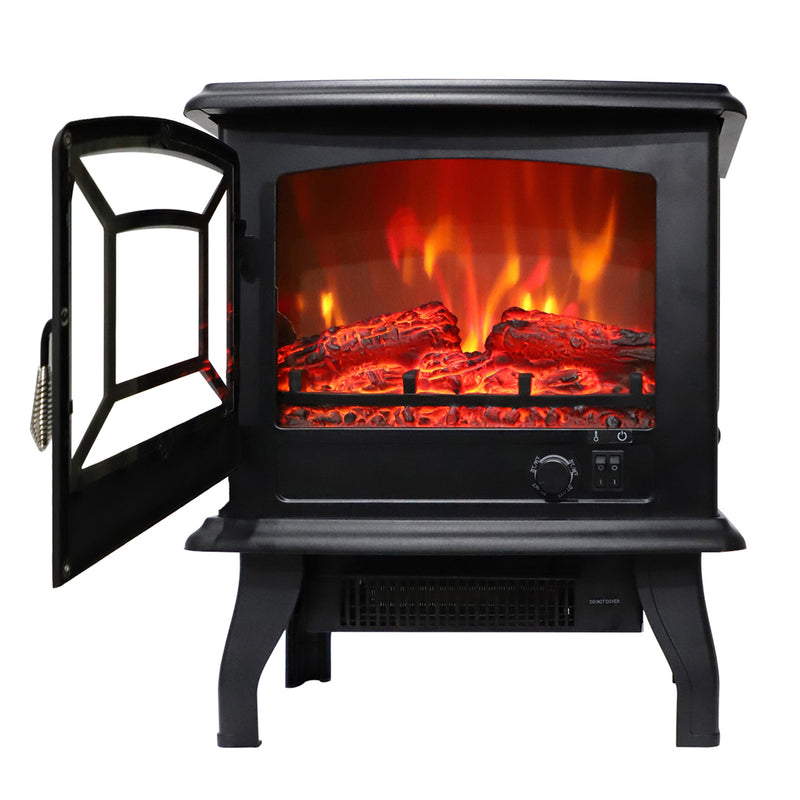 ROVSUN 20 Inch 1400W Electric Fireplace Stove Portable Space Heater with Thermostat