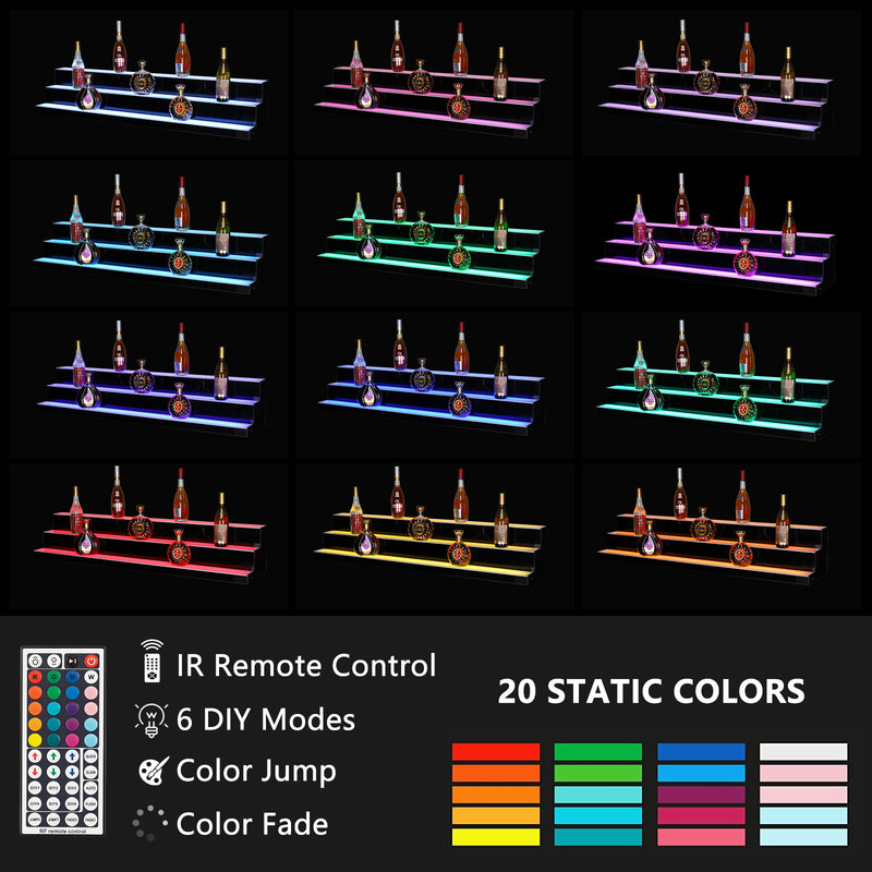 ROVSUN LED Lighted Liquor Bottle Display Shelf Bar Shelf with Remote Control