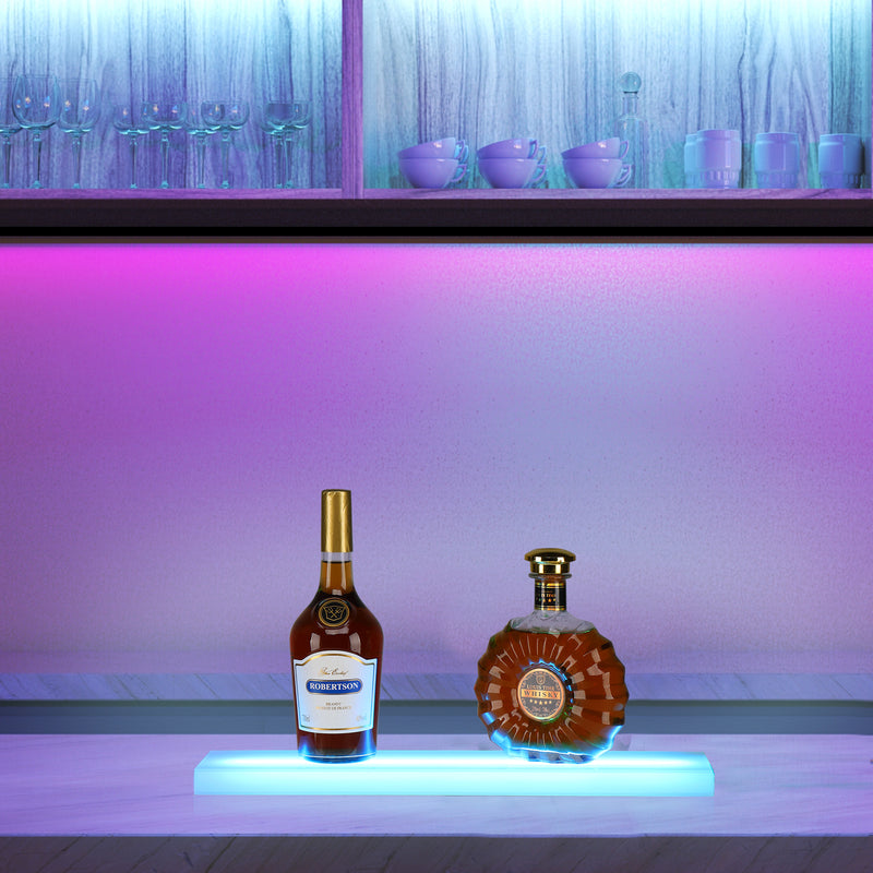 ROVSUN Wall Mounted LED Lighted Liquor Bottle Display Shelf Bar Shelf with Remote Control