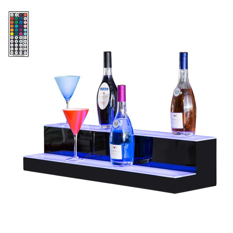 ROVSUN LED Lighted Liquor Bottle Display Shelf Bar Shelf with Remote Control