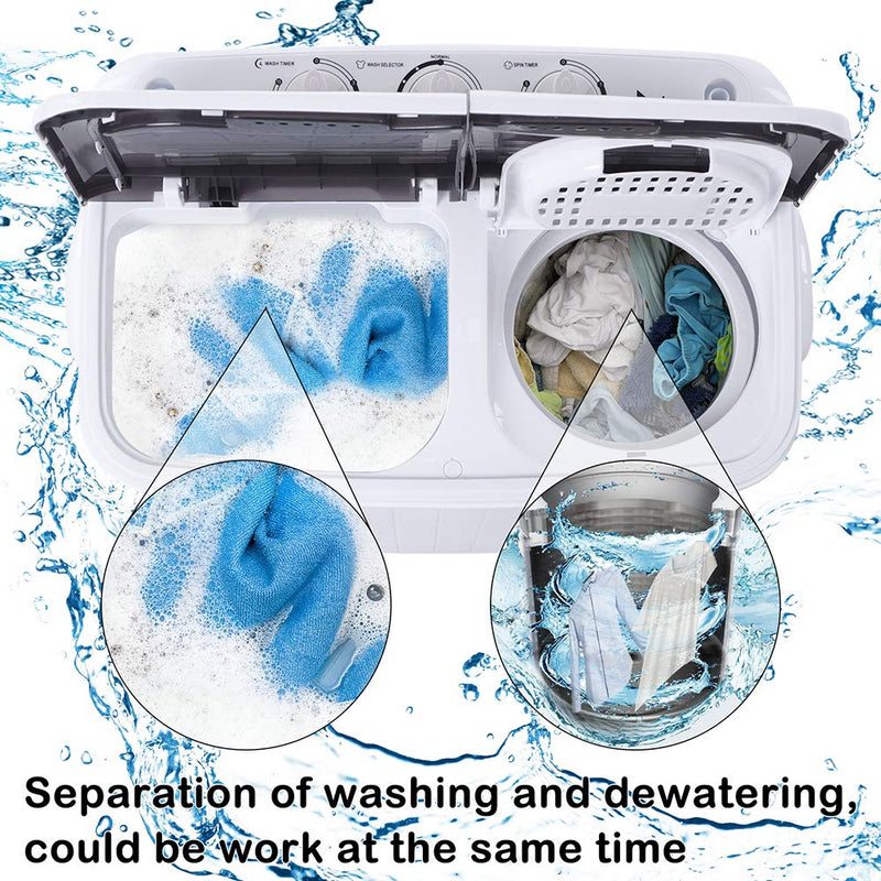 ROVSUN 14.3LBS Portable Mini Washing Machine with Pump Draining/Gravity Draining