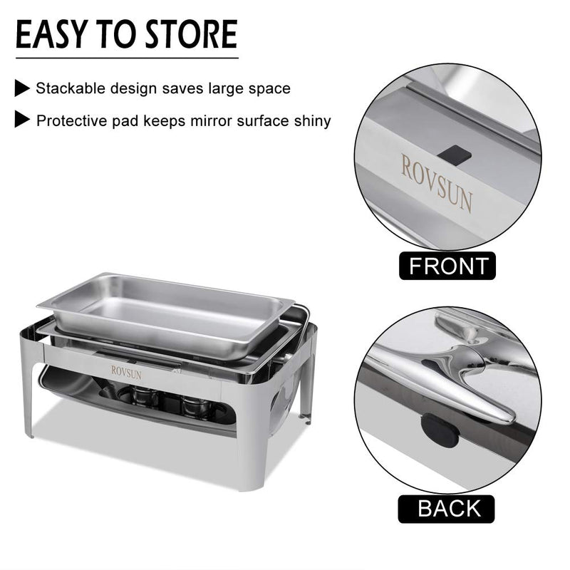 ROVSUN 9 Qt Roll Top Chafing Dishes Full Size Stainless Steel Chafer