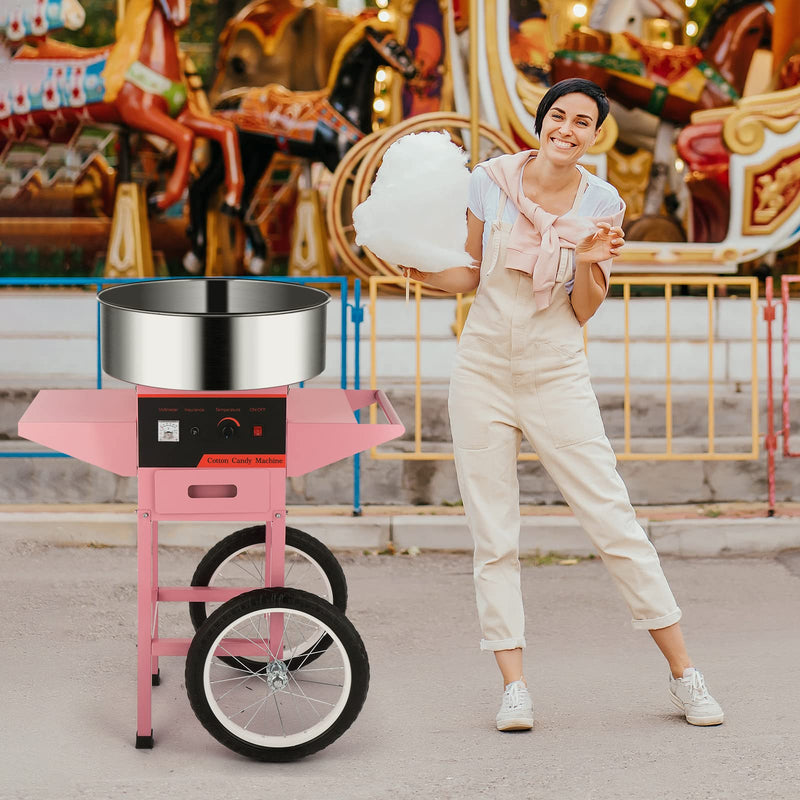 ROVSUN 21 Inch Cotton Candy Machine with Cart Commercial Candy Floss Maker