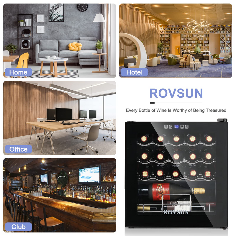ROVSUN 19 Bottle Wine Cooler with Digital Temperature Control & Double-layer Glass Door